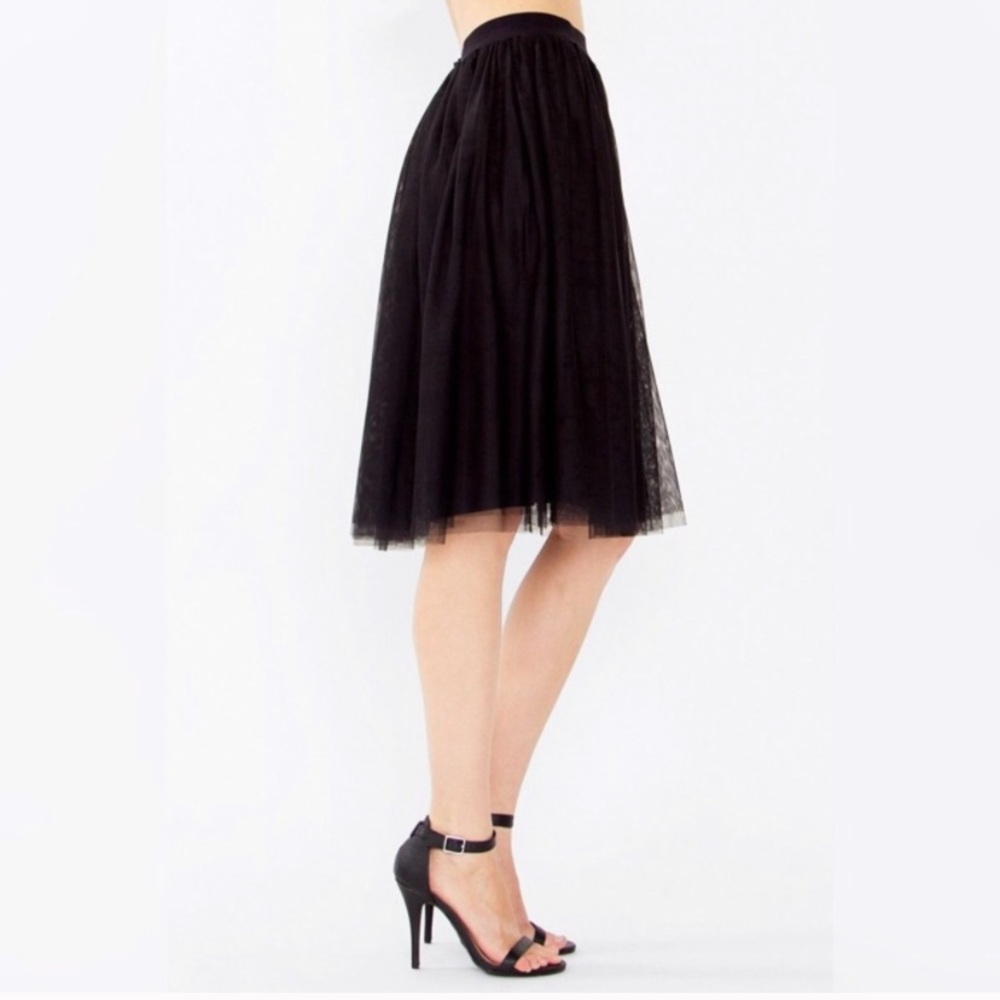 Small black tulle midi skirt